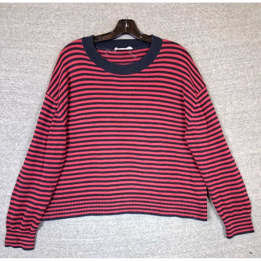 Everlane Womens Sweater Large Red Blue Crew Coastal Capsule Nautical Clean Girl